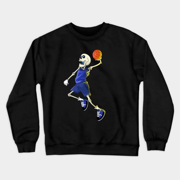 Urban Skeleton Retro Slam Dunk Basketball Crewneck Sweatshirt by Trendy Black Sheep